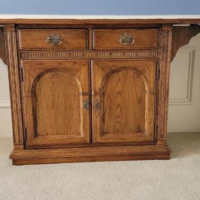 Ethan Allen Royal Charter Oak Drop Leaf Server Sideboard Liquor Cabinet Bar