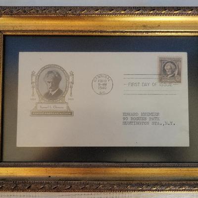 Framed First Day of Issue Stamp Mark Twain
