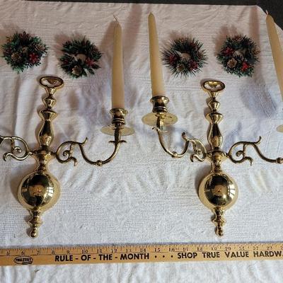 Brass Double Arm Candle Sconce