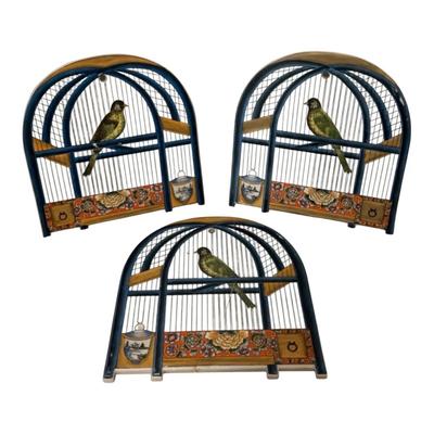 Three Ceramic/Porcelain Birdcage Wall Plaques