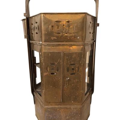 Antique Chinese Brass Hexagon Noodle Cart