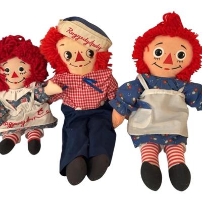 Vintage Raggedy Ann And Raggedy Andy Dolls