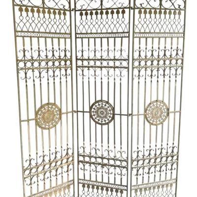 Ornate Wrought Iron folding screen, room divider - approx 6ft