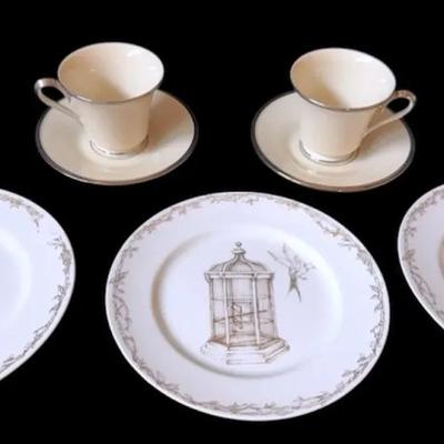 Lenox Solitaire tea cups/saucer & plates by Liz Ross Liberte