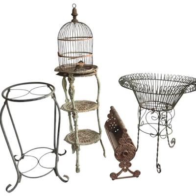 Metal outside decor - Bird cage & plant stands