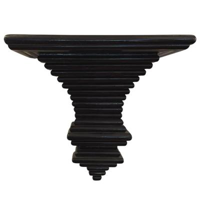 3 black, wooden wall shelf/brackets