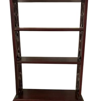 Vintage mahogany fretwork wooden open wall cabinet with 4 drawers
