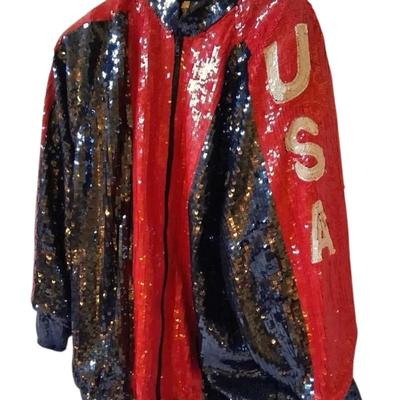 Women's Sequin Patriotic Jacket - Small 6/8