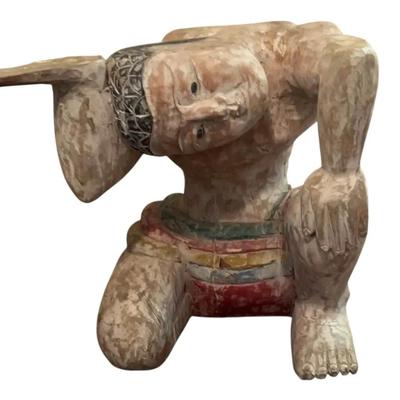Vintage Carved Wooden Figural Base for End Table/Side Table