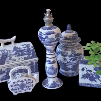 Blue And White Asian Pottery With Some Ironstone Pieces