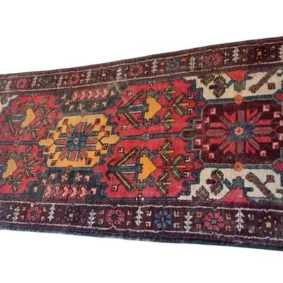 Hall/Runner Hand knotted rug - Red/Maroon/Gold