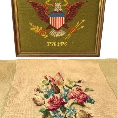 American Eagle (1940s) & Floral cross stitch