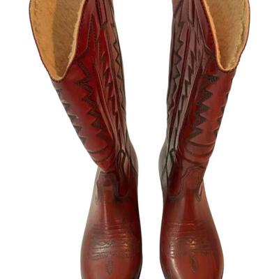 Fleece Lined Rubber Molded Construction Western Cowgirl Rain Boots, Size 7