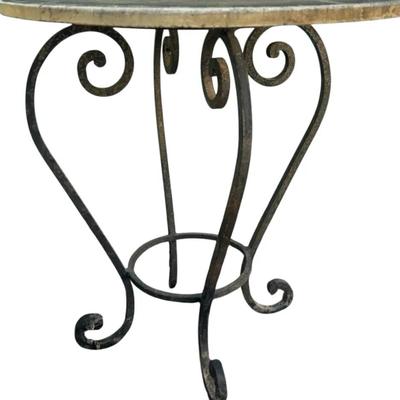 Small patio table - wrought iron base, concrete top
