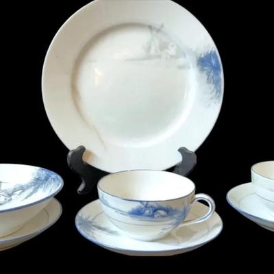 Japanese porcelain Nippon hand painted plates and saucers - not a complete set