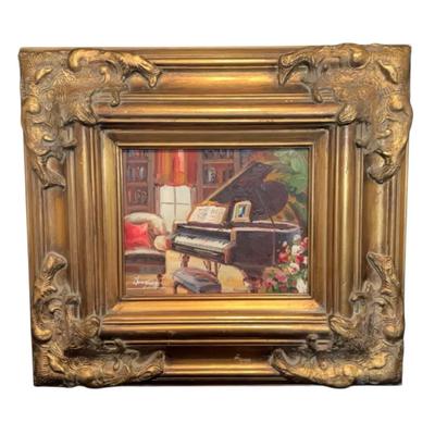 Original Painting With Grand Piano -signature could be "Zhuying".
