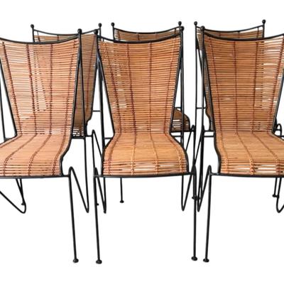 Pipsan Saarinen Swanson Wrought Iron & Rattan Heavy Chairs Set Of 6