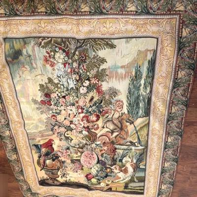 French Goblys Wall Hanging Tapestry Flowers Garden Scene