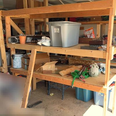 Wood 2x4 garage shelving w/plywood