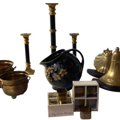 Brass Candlesticks Bowls and Decor