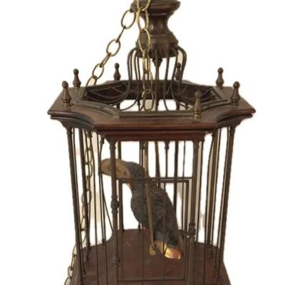 Wood And Brass Vintage Birdcage