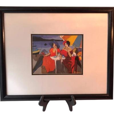 Framed Art Print Of “Women In Cafe” By Isaac Maimon