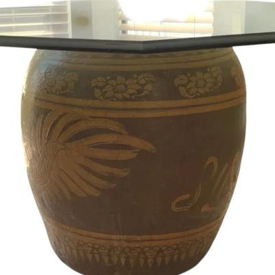 Glass Tabletop Large Pottery Urn Vase