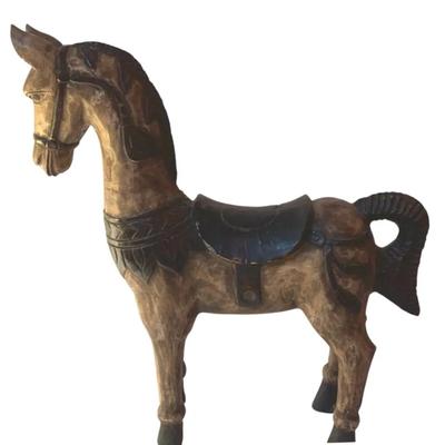 Solid Wooden Carved Horse Statue