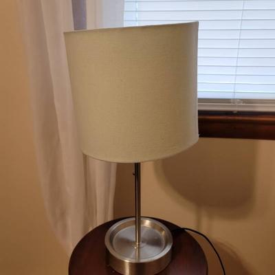 Silver Tone Bedside Lamp or Table Lamp - Tested and Works 