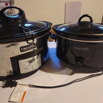 2pc Electric Crock Pots Medium & Large Slow Cookers 