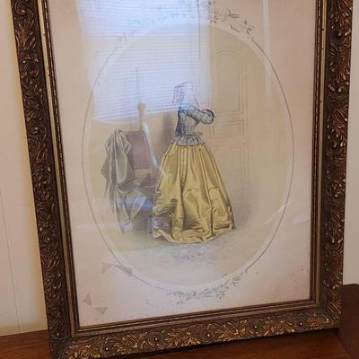 1940s Repro French Fashion Style Print Ladies Hobbies Framed