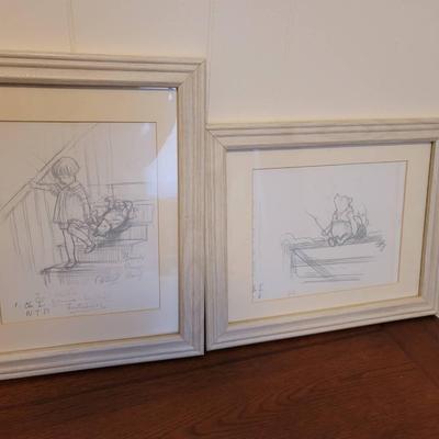 2pc Winnie the Pooh House at Pooh Corner Sketch Prints