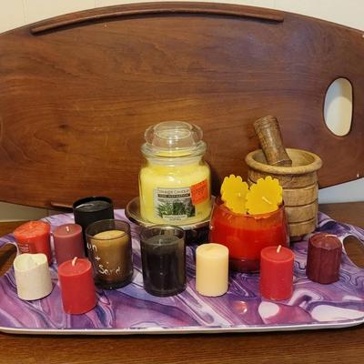 Candle and Trays Decorative Lot - Mixed Scents