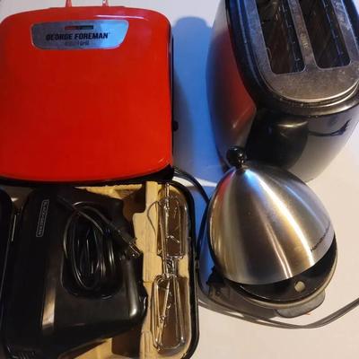 4pc Appliance Lot -  Foreman Grill Toaster Mixer and Poacher - No Shipping