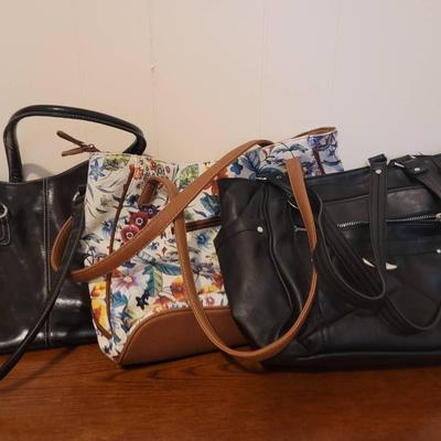 3pc Shoulder Bags Lot Black and Floral