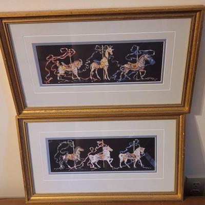 Nancy Strailey - Local Artist Columbia, MD - Carousel Horses Print Set Signed & Numbered 