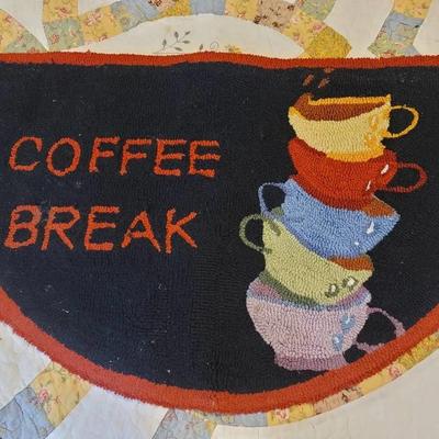 Coffee Break Hooked Crescent Rug
