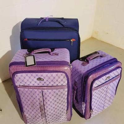 3pc Purple Luggage Lot 