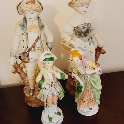4pc 1800s Style Couple Ceramic Figures 2 Sets 