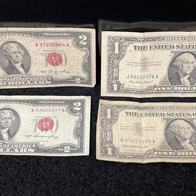 Four Vintage U.S. Bank Notes