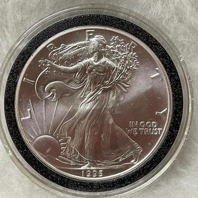 1995 Encased American Eagle Silver Dollar 