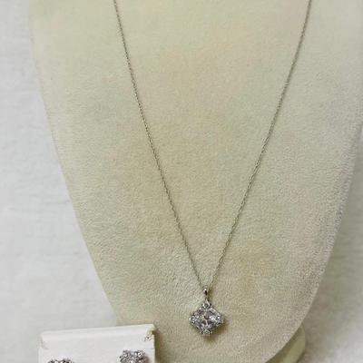 10K White Gold CZ Jewelry Set