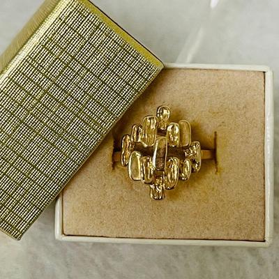 10KT Gold “JZ” Brutalist Style Ring