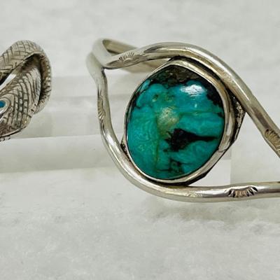 Sterling Silver Snake Ring and Turquoise Bracelet