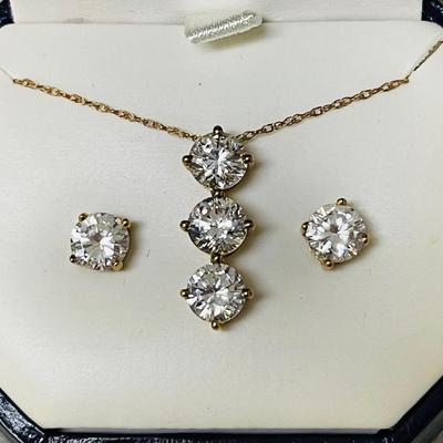 10K Gold CZ Jewelry Set