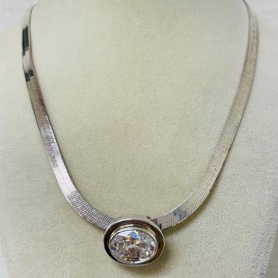 Sterling Silver 5mm Herrimgbone Necklace and Pendant