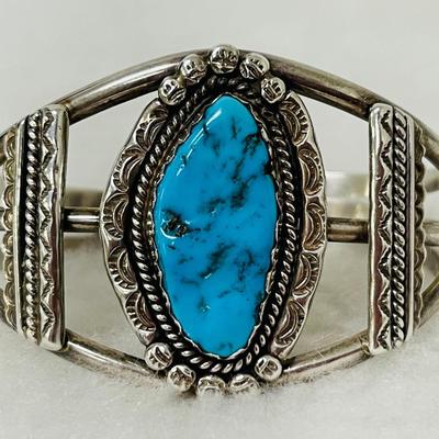 Native American Sterling Silver Turquoise Bracelet
