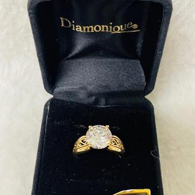 “Diamonique” 14K Gold CZ Ring