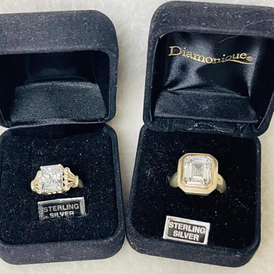 “Diamonique” Sterling Silver CZ Rings