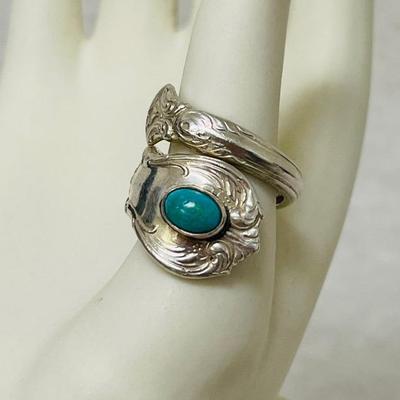 “Towle” Sterling Silver and Turquoise Spoon Ring